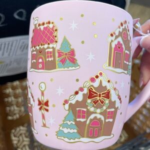 Gingerbread House Holiday Mug - Pink and Gold